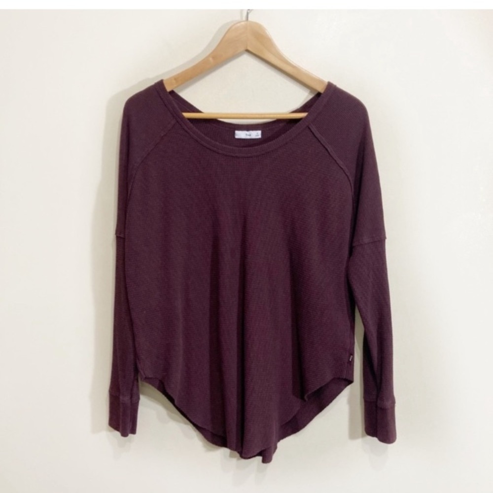 Tna Alder Thermal Waffle Knit Longsleeve Size Small Dark Purple Plum